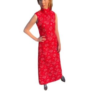 Handmade Genuine Vintage Dress 60s 70s Bewitched High End Housewife Gown in Red